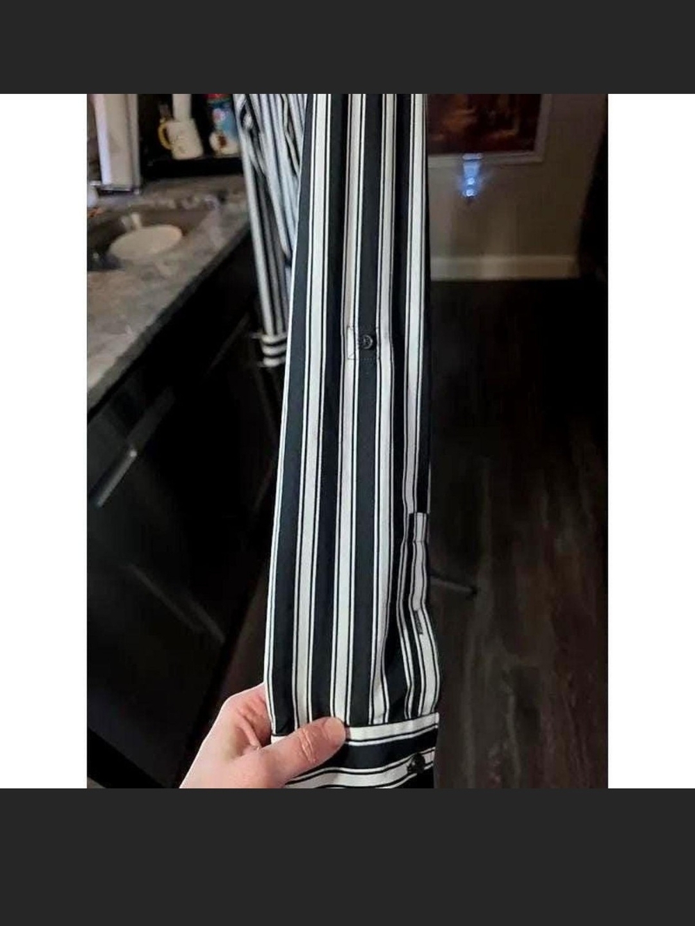 Express Black & White Vertical Stripe Midi Shirt Dress - Picture 6 of 8